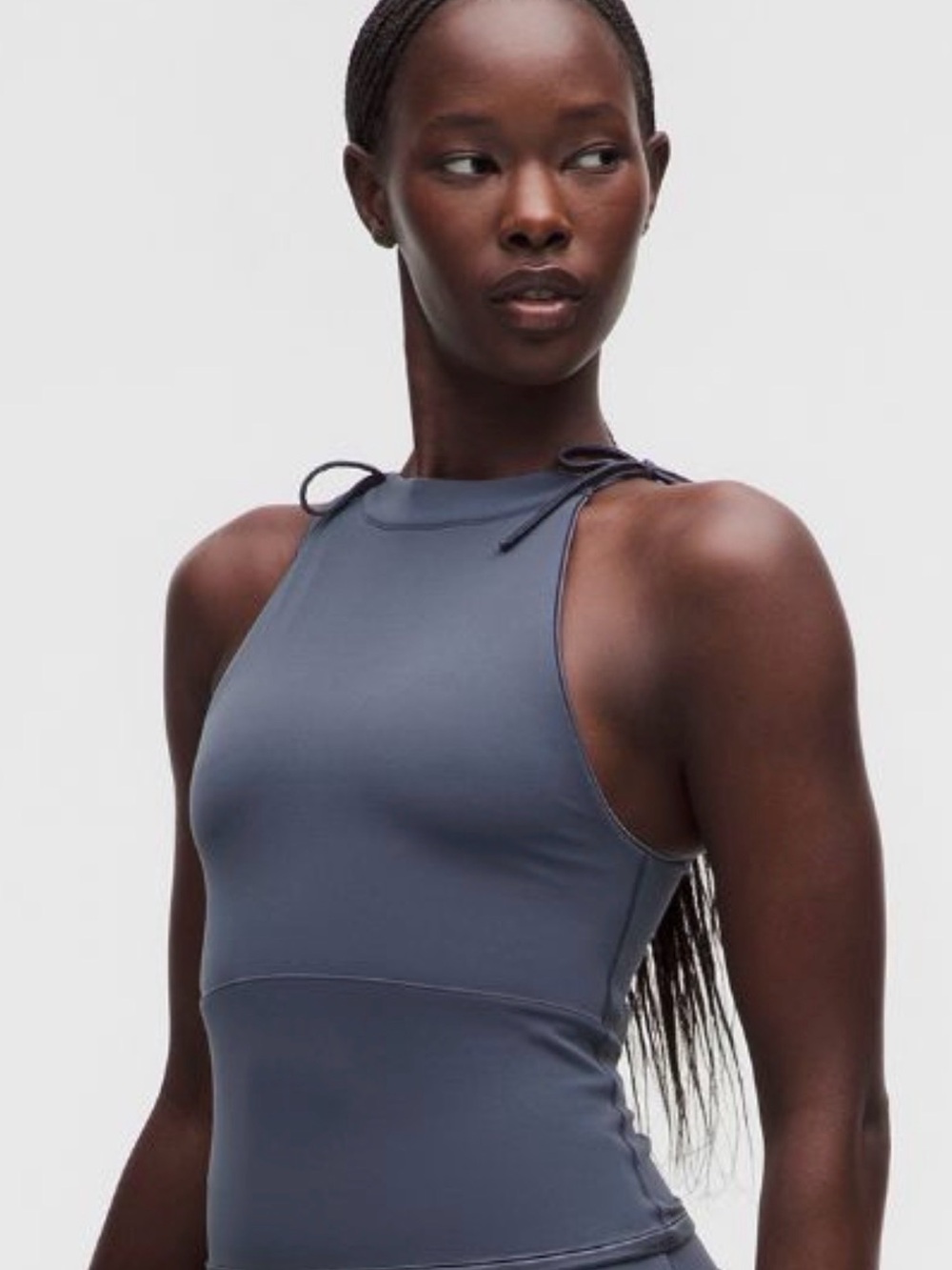 lululemon Nulu Satiny-Trim Tie Detail Tank Top Size Small Dusty Diamond